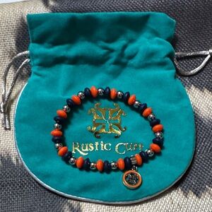 Rustic Cuff Orange and Black Beaded Bracelet